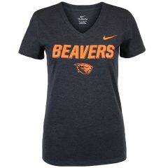 Nike Women's Black Heather Beavers V-Neck Tee
