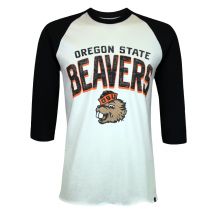 Men's Vintage Black and White Raglan Beavers Tee
