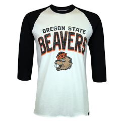 Men's Vintage Black and White Raglan Beavers Tee
