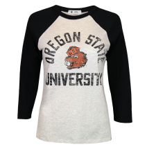 Women's Oatmeal and Black Raglan Benny Tee