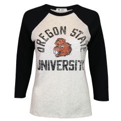 Women's Oatmeal and Black Raglan Benny Tee