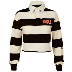 Women's Rugby Stripe Cropped Polo with OSU