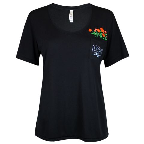 Women's Black OSU Mom Pocket Tee