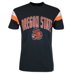 Men's Black Benny Tee with Football Stripe Sleeves
