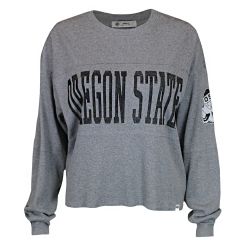 Women's Grey Oversize Ribbed Oregon State Tee