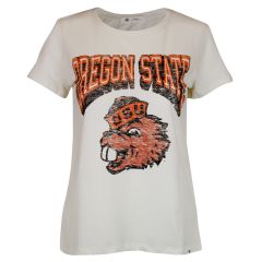 Women's Ivory Distressed Oregon State Benny Tee