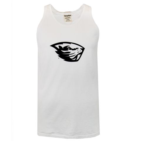 Men's White Tank Top with Black Beaver