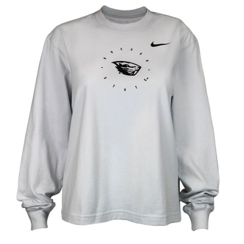 Women's Nike Light Grey Oregon State Beavers Long Sleeve Tee
