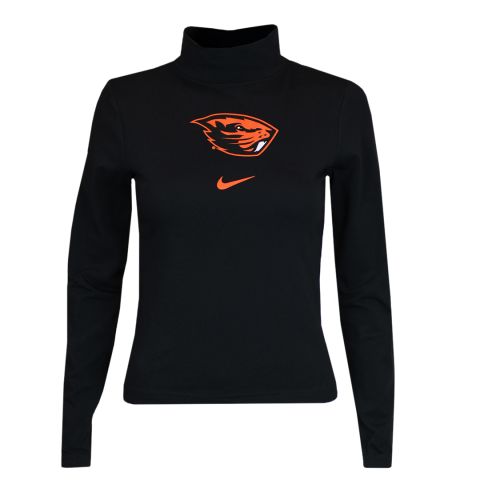 Women's Nike Black Essential Mock Neck Top with Beaver