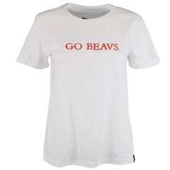 Women's White Go Beavs Embroidered Tee