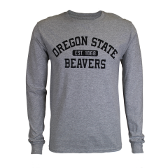 Men's Champion Grey Long Sleeve Tee with Oregon State Beavers