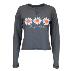 Women's Grey Oregon State Waffle Knit Tee with Daisies