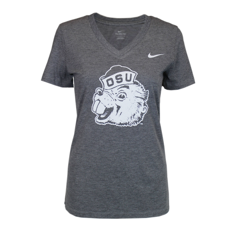 Women's Nike Heather Grey V-Neck Tee with Benny