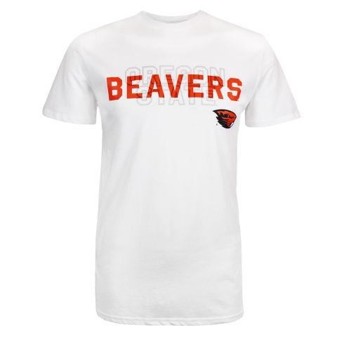 Men's Champion White Beavers Overlaid Text Tee