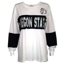 Women's White and Black Oregon State Long Sleeve Tee