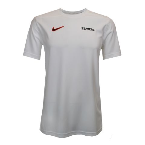 Men's Nike White Short Sleeve Coach Tee with Beavers