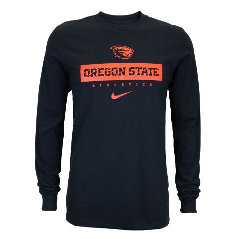 Men's Nike Black Team Issue Long Sleeve Oregon State Tee