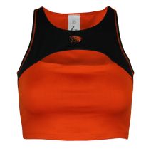 Women's Black and Orange Athletic Top with Beaver