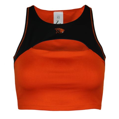 Women's Black and Orange Athletic Top with Beaver