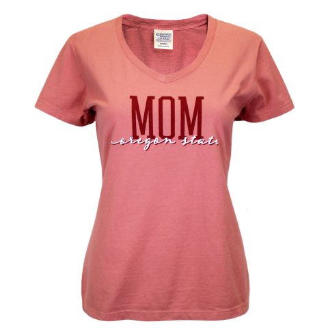 Women's Pink Oregon State Mom V-Neck