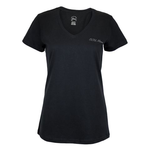 Women's Black OSU Mom V-Neck Tee