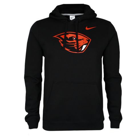 Men's Nike Black Club Fleece Hoodie with Beaver