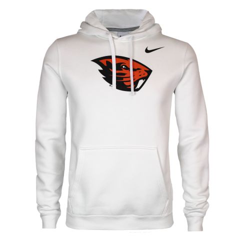 Men's Nike White Club Fleece Hoodie with Beaver