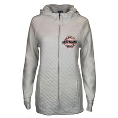 Women's Ivory Quilted Full-Zip Oregon State Hoodie