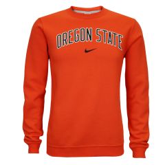 Men's Nike Orange Club Fleece Crew with Oregon State