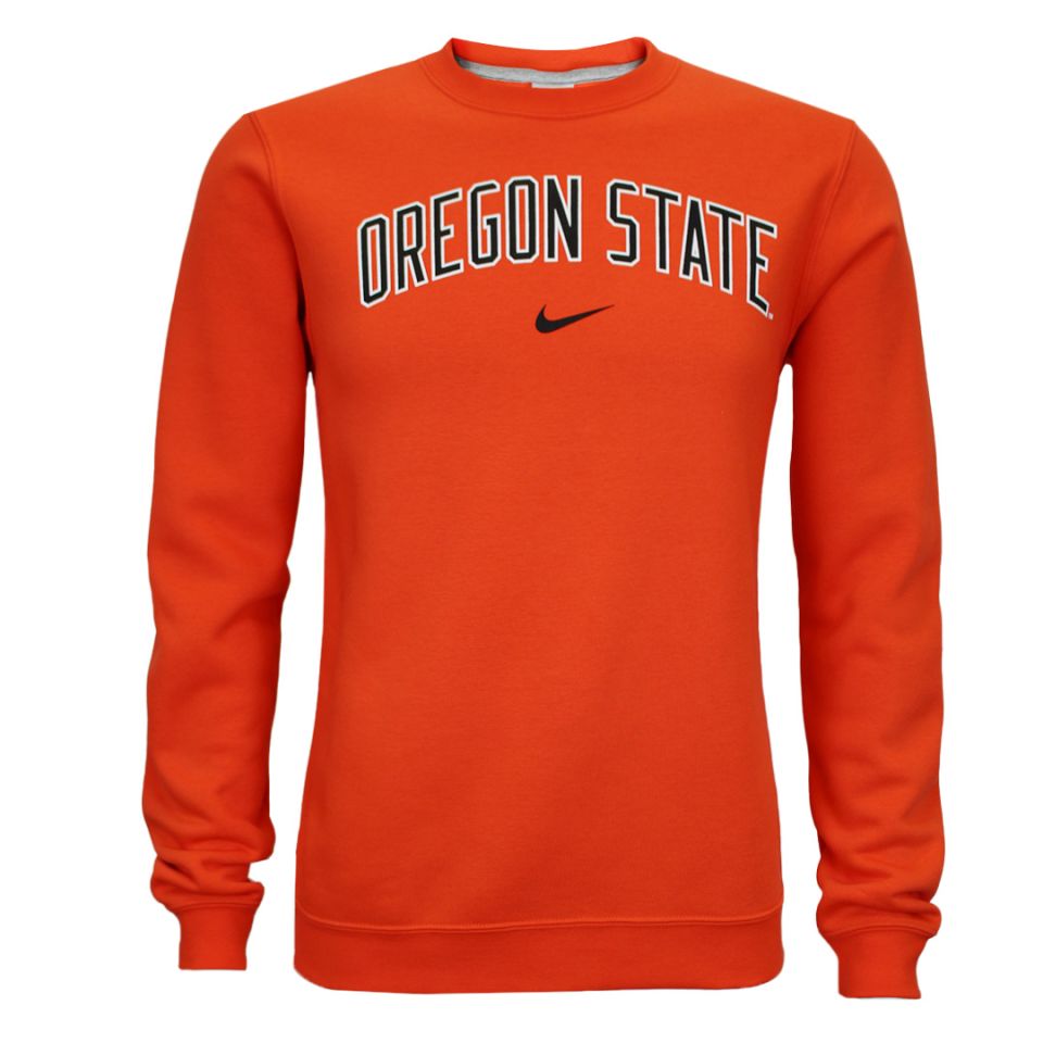 Men s Nike Orange Fleece Crew OSU Beaver Store