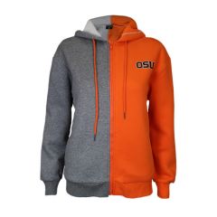 Women's Orange and Grey Split Full-Zip OSU Hoodie