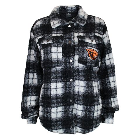 Women's Black and White Plaid Boucle Beaver Jacket