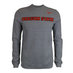Men's Nike Heather Grey Fleece Crew with Oregon State