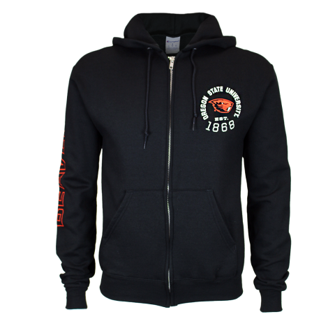 Men's Champion Black Full-Zip Oregon State University Hoodie