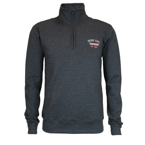 Men's Champion Dark Grey Quarter-Zip with Oregon State and Beavers