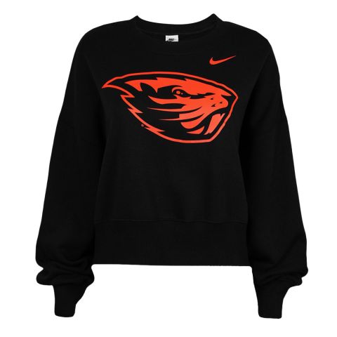 Women's Nike Black Cropped Crew with Beaver