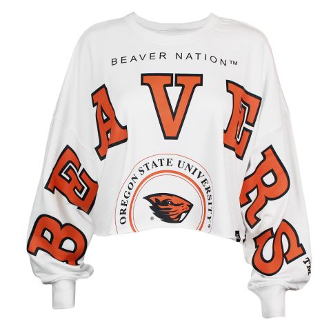 Women's White Beaver Nation Cropped Crew