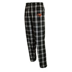 Men's Black Plaid Flannel Pants with Beaver