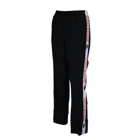 Women's Black Side Snap Swishy Pants with Beaver