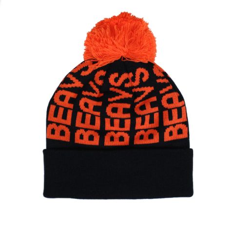 Black and Orange Beavs Pom Beanie