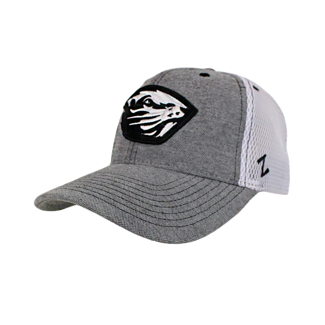 Grey and White Tonal Beaver Fitted Hat - OSU Beaver Store