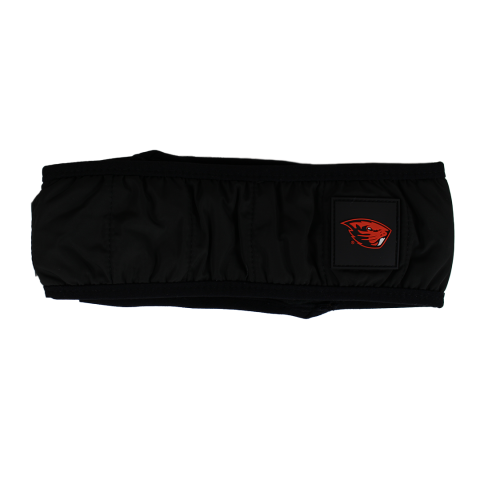 Women's Black Puffy Headband with Beaver