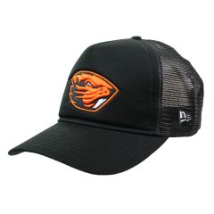 Black Trucker Snapback Hat with Beaver