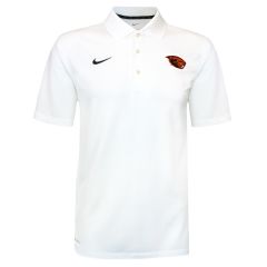 Men's Nike White Varsity Polo with Beaver