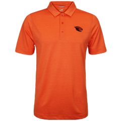 Men's Orange Melange Stripe Polo with Beaver