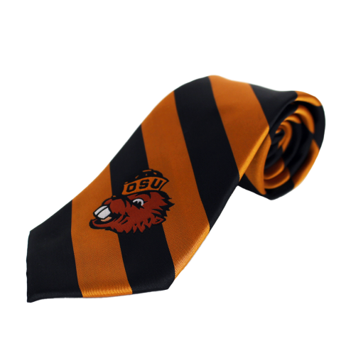 Black and Orange Striped Necktie with Benny