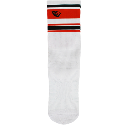 White Striped Sport Socks with Beaver