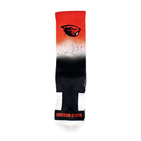 Orange and Black Fade Oregon State Socks with Beaver