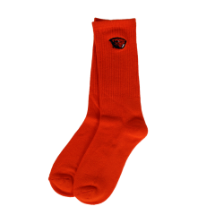 Women's Orange Crew Socks with Beaver