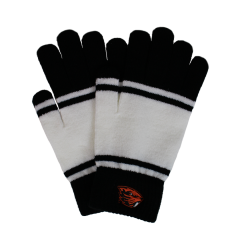 Women's Black and White Gloves with Beaver